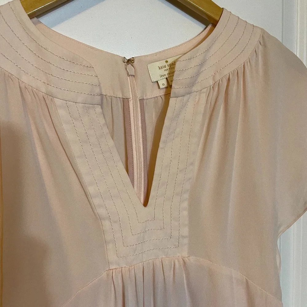 kate spade Blush Silk Cap Sleeve Blouse Top